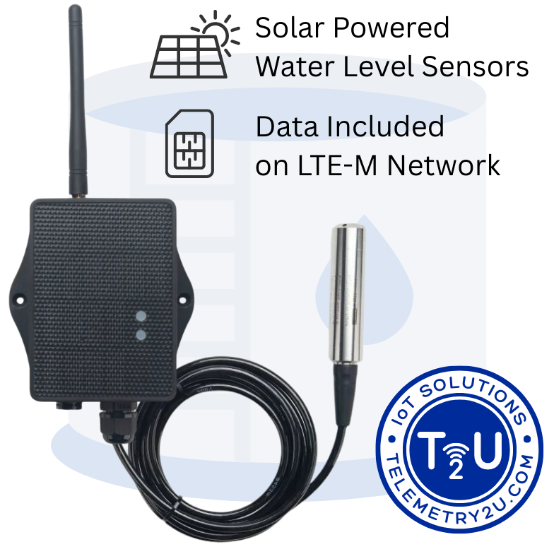 Solar powered wireless water level sensor for LTE-M, NB-IoT, or LoRaWAN monitoring