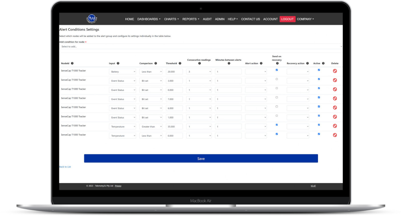 SenseCAP T1000A Alerts and Notifications