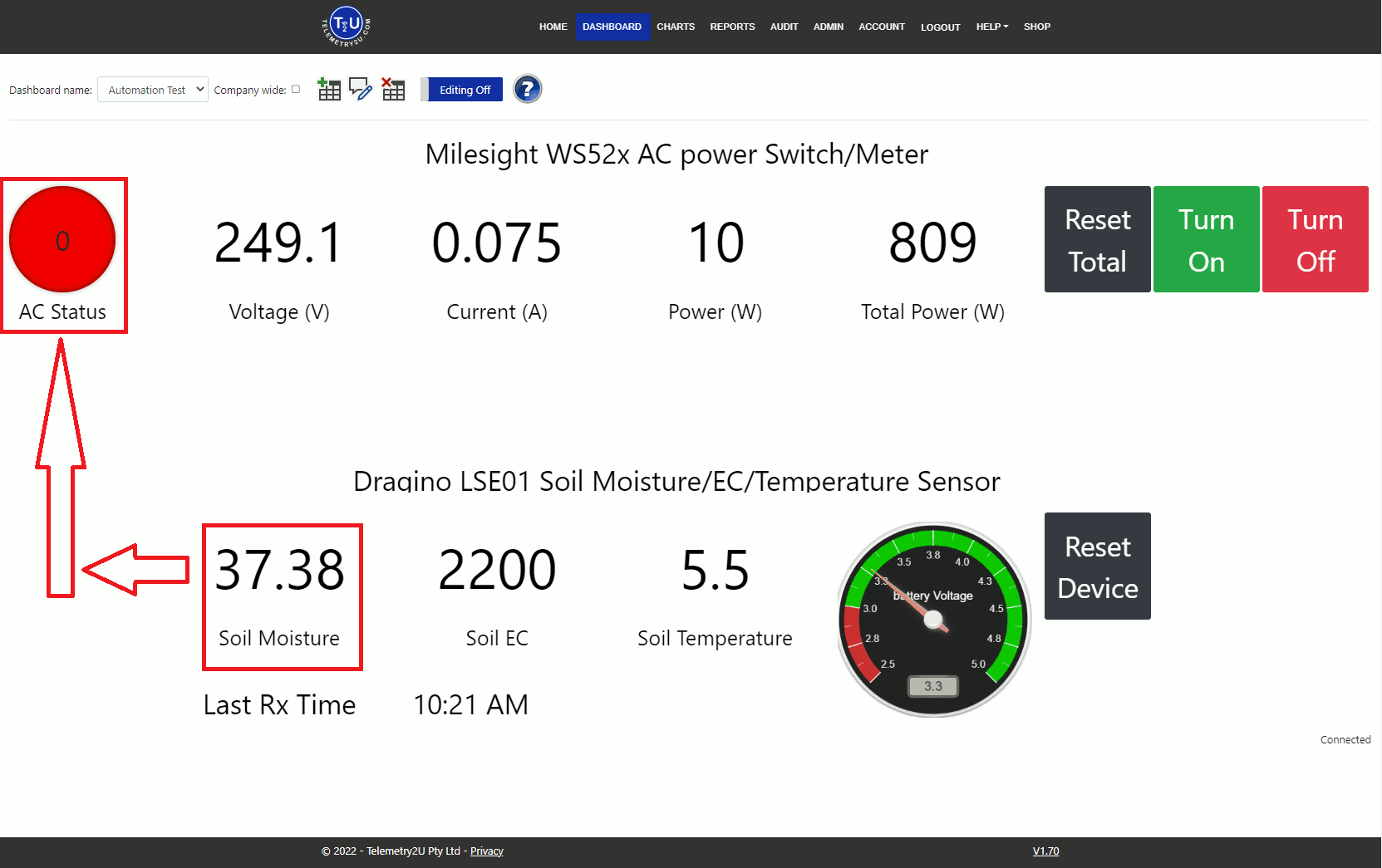Confirm automation is working on a T2U dashboard