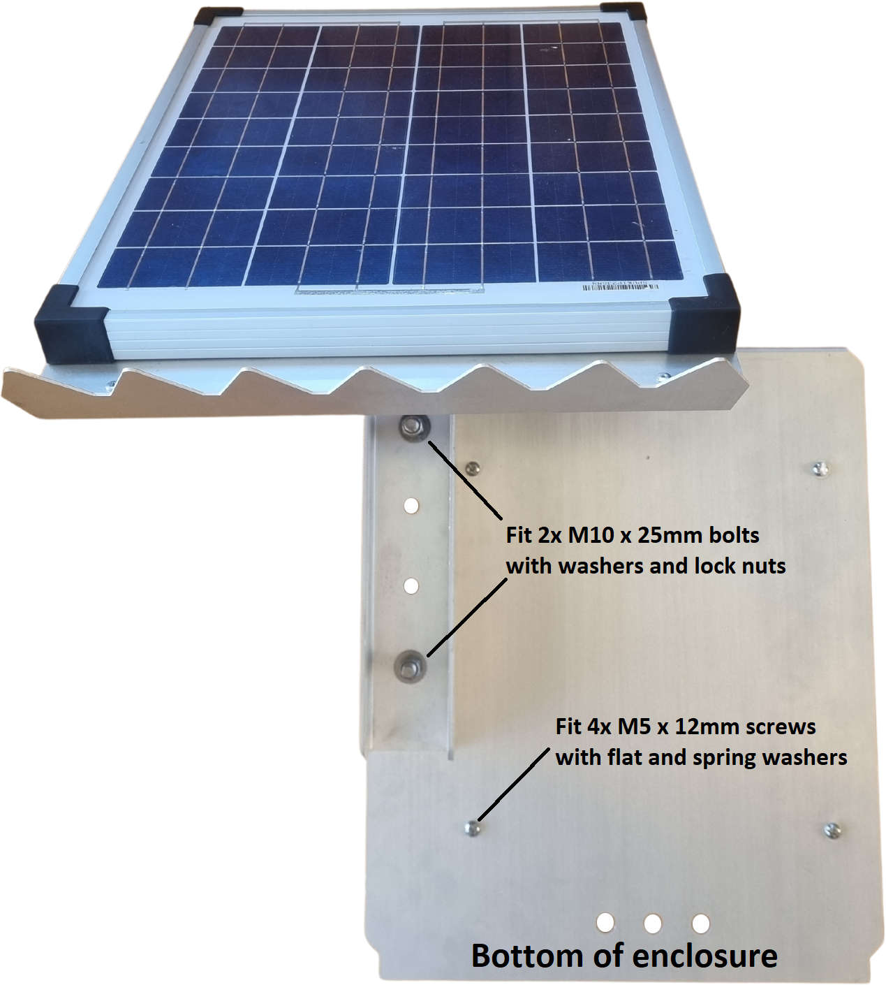 Mount the solar panel to the back plate.