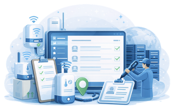 IoT device onboarding process showing sensors registered and assigned to the Telemetry2U cloud platform