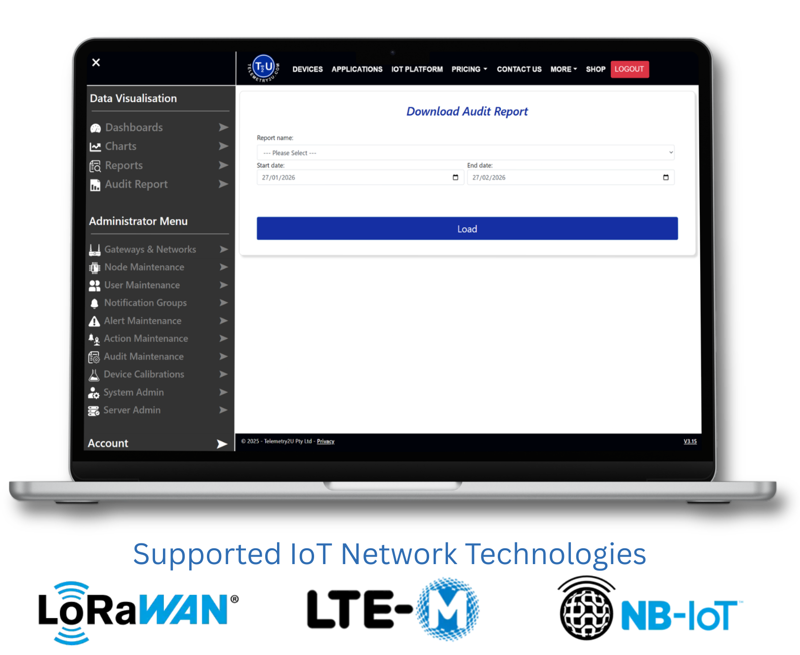 Audit report download page displayed on laptop screen