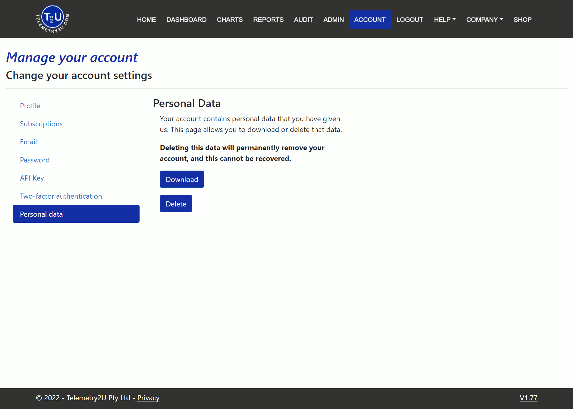 7.8 - Delete Personal Data and Close Account