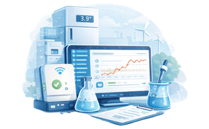 Standard IoT monitoring dashboard used for temperature monitoring in laboratories, food safety and environmental systems